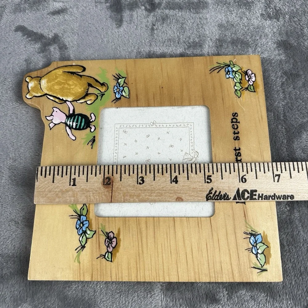 Vintage Disney Classic Pooh Baby My First Steps Picture Frame Wooden Easel Back